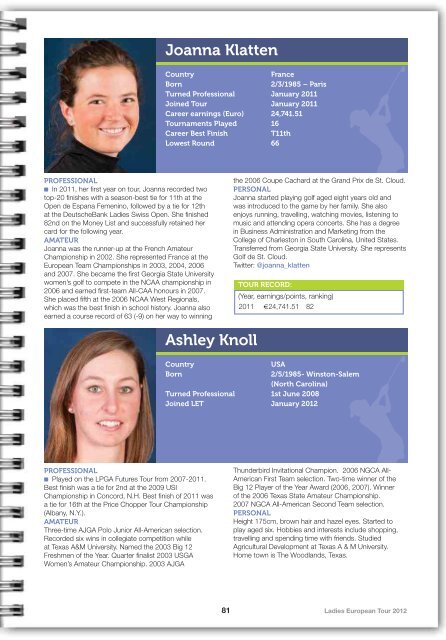 2012 LET Tour Guide (pdf) - Ladies European Tour