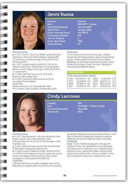 2012 LET Tour Guide (pdf) - Ladies European Tour