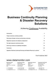 Business Continuity Planning & Disaster Recovery Solutions - Sybase
