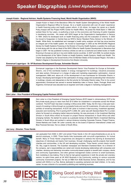 Speaker Biographies (Listed Alphabetically) - IESE Blog Community ...