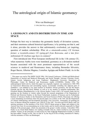 The astrological origin of Islamic geomancy - Shikanda.net