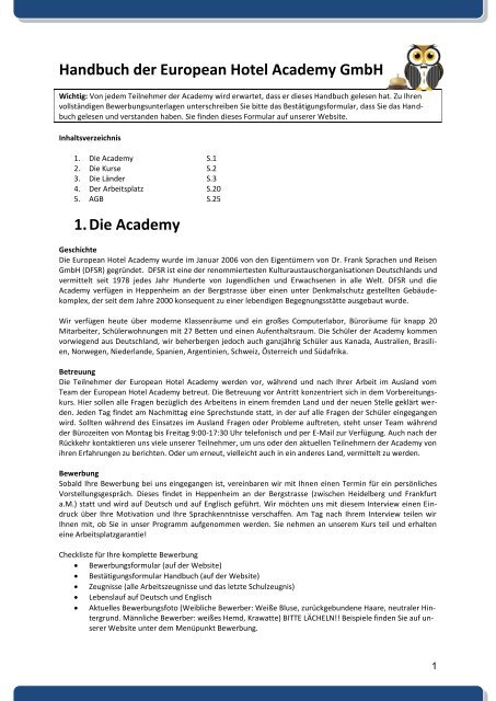 Handbuch - European Hotel Academy