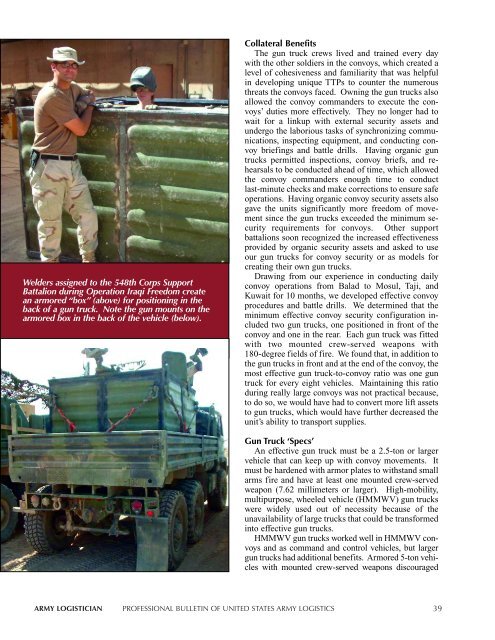 Supporting the First Stryker Brigade in Iraq - Army Logistics ...