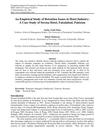 An Empirical Study of Retention Issues in Hotel ... - EuroJournals