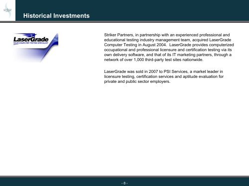 Private Capital and Strategic Resources for Growth - Striker Partners