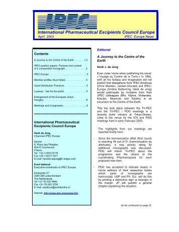 International Pharmaceutical Excipients Council ... - IPEC Europe