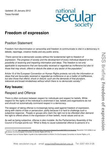 Read our briefing paper on Freedom of Expression - National ...