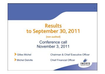 Results to September 30, 2011 - Imerys