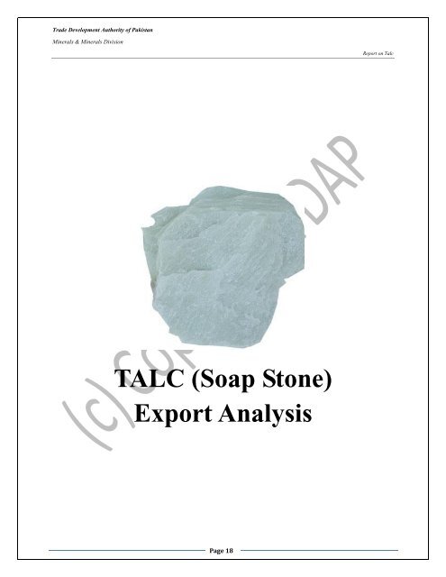 TALC (SOAP STONE) - Trade Development Authority Of Pakistan