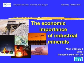 The economic importance of industrial minerals - Assomineraria