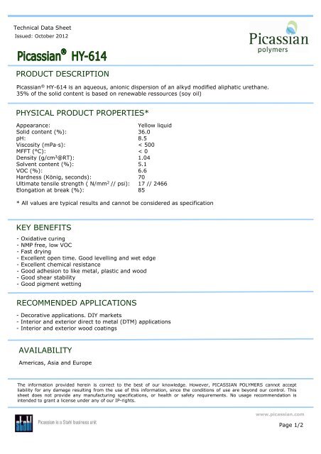 tds HY-614 October 12 - Picassian polymers