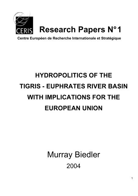 hydropolitics of the tigris - euphrates river basin with - ceris.be