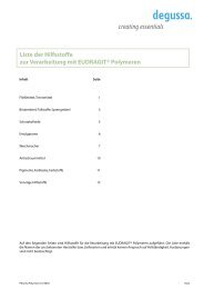 Liste der Hilfsstoffe zur Verarbeitung mit EUDRAGIT® Polymeren