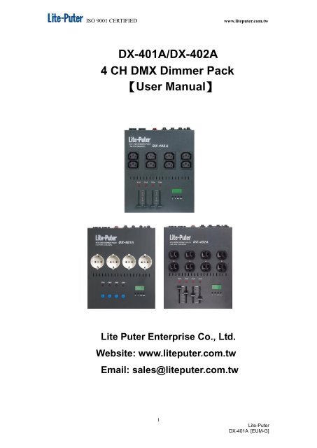 DX-401A/DX-402A 4 CH DMX Dimmer Pack [User Manual] - Lite-Puter