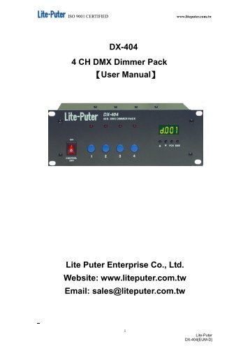 DX-404 4 CH DMX Dimmer Pack [User Manual] Lite Puter ...