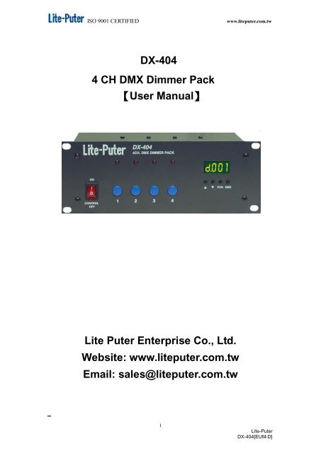 DX-404 4 CH DMX Dimmer Pack [User Manual] Lite Puter ...