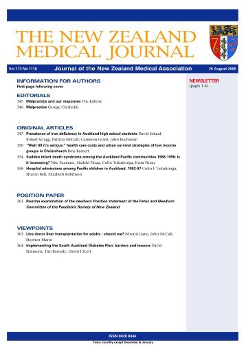 NZ Medical Journal - New Zealand Medical Association