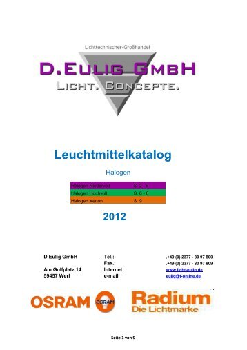 Katalog Halogen-Leuchtmittel - D. Eulig GmbH Lichttechnischer ...