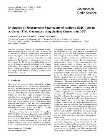 Evaluation of Measurement Uncertainty of Radiated EMC Tests in ...