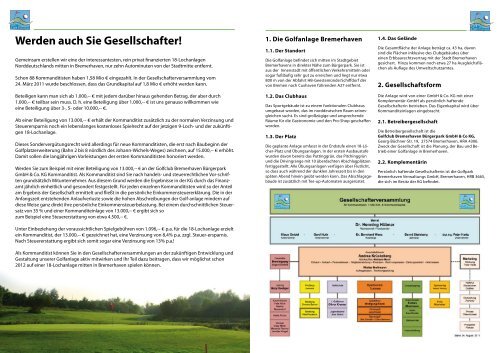 Werden Gesellschafter! - Golfclub Bremerhaven