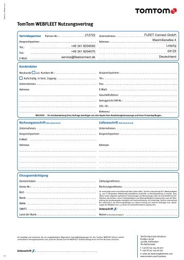 TomTom WEBFLEET Nutzungsvertrag - FLEET Connect GmbH