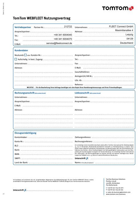 TomTom WEBFLEET Nutzungsvertrag - FLEET Connect GmbH