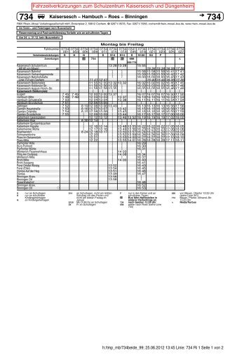 Linie 734 Kaisersesch − Hambuch − Roes − Binningen - Landkreis ...