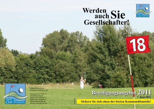 Werden Gesellschafter! auch - Golfclub Bremerhaven
