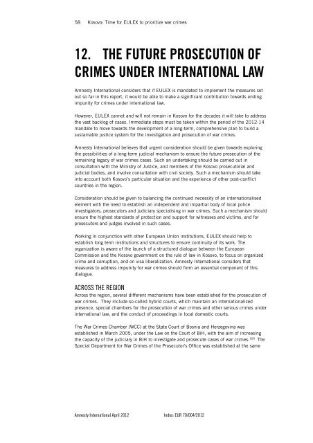Time for eULeX To prioriTize war crimes - Amnesty International ...