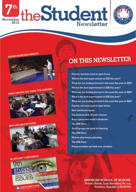 Newsletter ON THIS NEWSLETTER - American School of Kosova