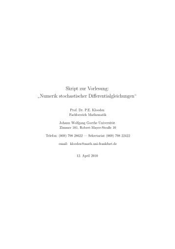 Numerik stochastischer Differentialgleichungen - Goethe-Universität