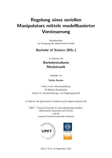 Regelung eines seriellen Manipulators mittels modellbasierter ...