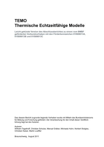 TEMO Thermische Echtzeitfähige Modelle - am Institut für ...