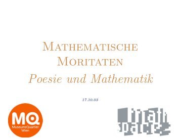 Mathematische Moritaten Poesie und Mathematik - EOS