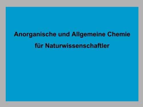 Allgemeine und Anorganische Chemie