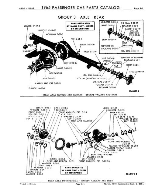 1965 Mopar Passenger Car Parts Catalog