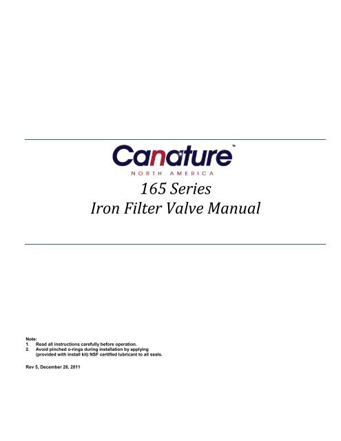 165 Series Iron Filter Valve Manual - Canature