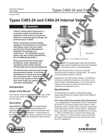 Types C483-24 and C484-24 Internal Valves nternal Valves
