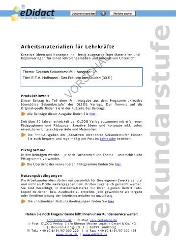 Arbeitsmaterialien Sekundarstufe - E.T.A. Hoffmann ... - bei eDidact