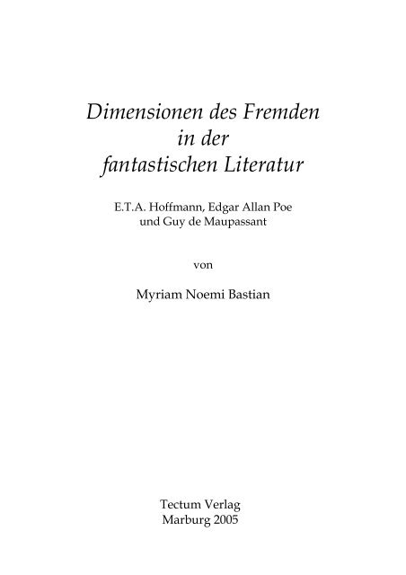 Dimensionen des Fremden in der fantastischen ... - Buchhandel.de