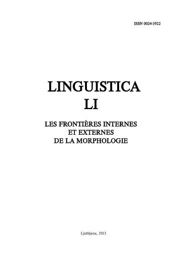 LINGUISTICA LI - Filozofska fakulteta - Univerza v Ljubljani