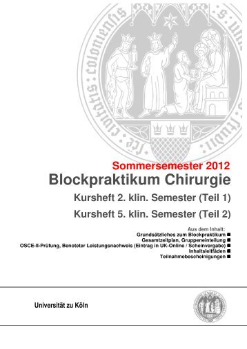 Blockpraktikum Chirurgie - Universität zu Köln