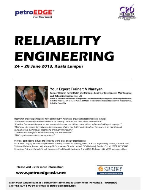 Reliability Engineering Course - PetroEdge Asia