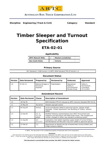 Timber Sleeper and Turnout Specification ETA-02-01 - ARTC