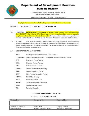 CCDDS-BD Approval and Comments Area Electrical Testing