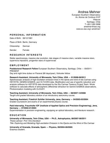 pdf version of my CV (4 pages) - ESO