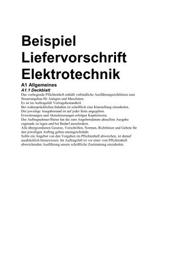 Beispiel Liefervorschrift Elektrotechnik - Steuerungstechnik-Heller