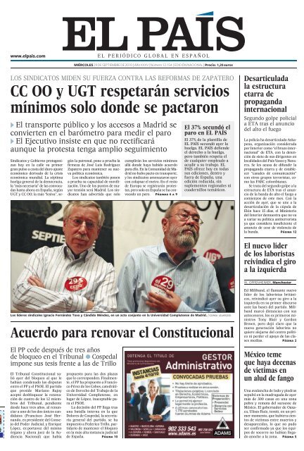 CC OO y UGT respetarán servicios mínimos solo donde se ... - El País