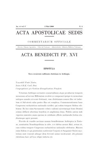 ACTA APOSTOLICAE SEDIS - El Vaticano