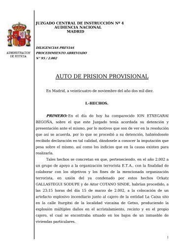 AUTO DE PRISION PROVISIONAL - El Mundo